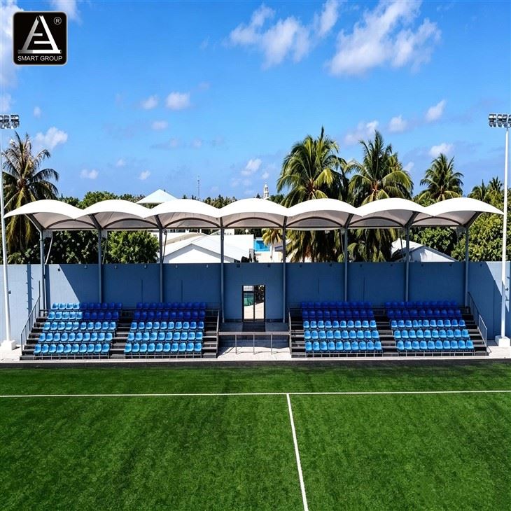 Fixed Steel Grandstand with Membrane Roof for Outdoor Football Stadiums factory